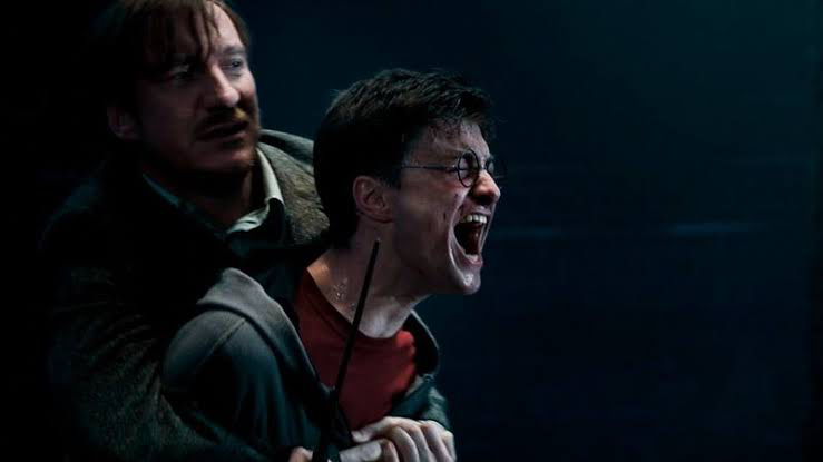 Daniel Radcliffe during Sirius Black’s death scene in Order of the Phoenix 
