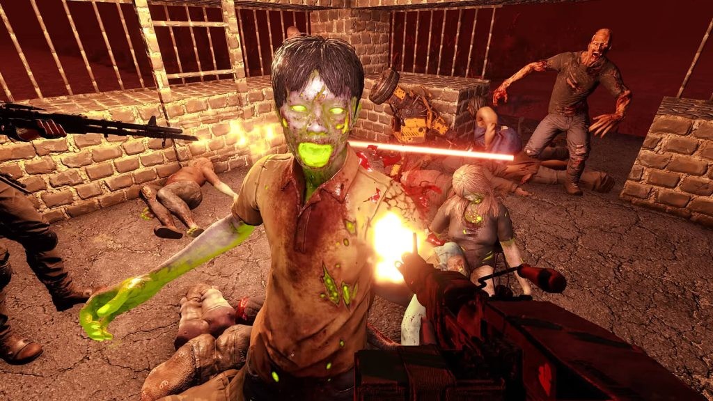 7 Days to Die 1.0 gameplay screenshot shows a Radiated zombie charging at the player.