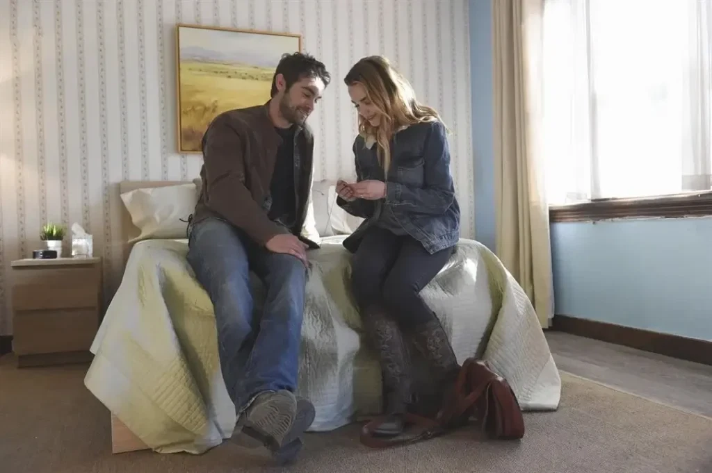 Chace Crawford with Rebecca Rittenhouse in Blood & Oil. | Credit: ABC.