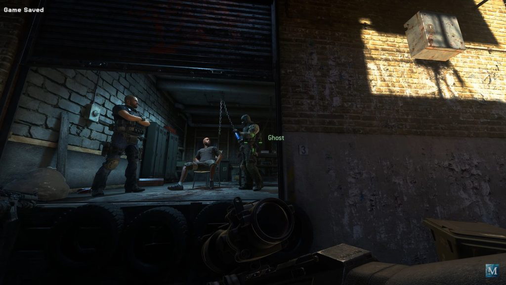 Ghost and Soap about to interrogate Rojas right hand man in Call of Duty: Modern Warfare 2 Campaign Remastered.
