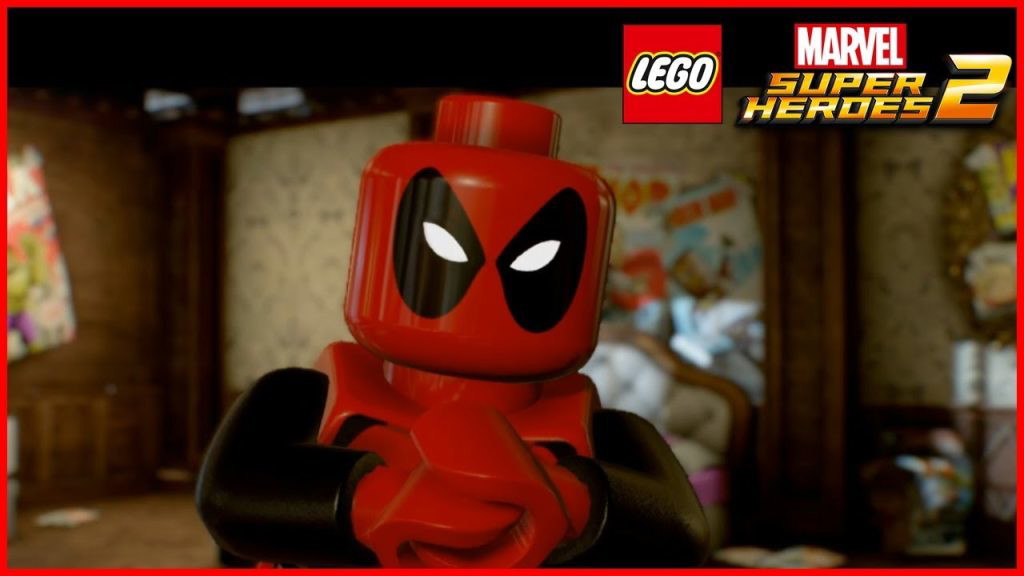 A screenshot from LEGO Marvel Superheroes showing deadpool.