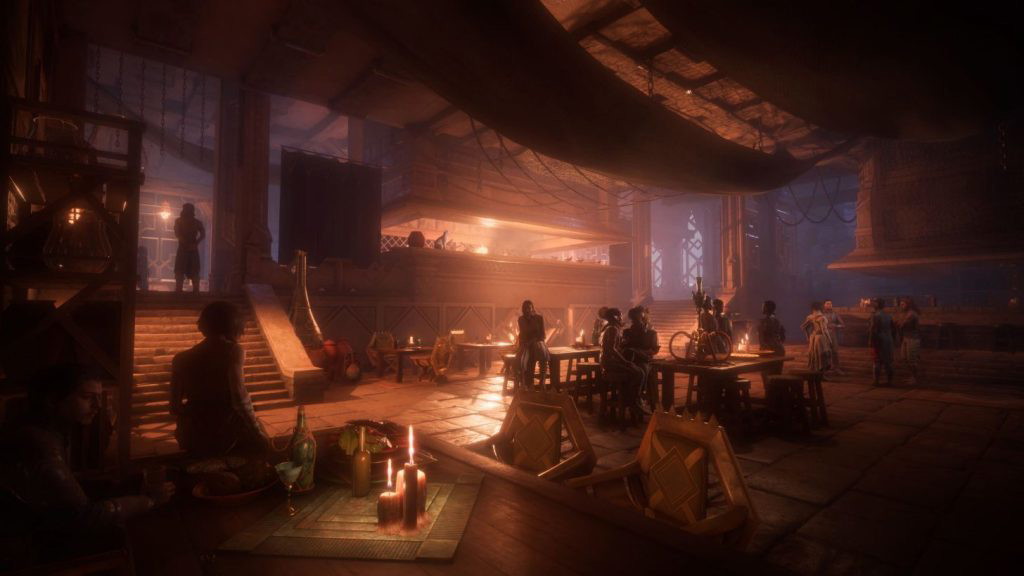 A tavern setting in Dragon Age: The Veilguard.