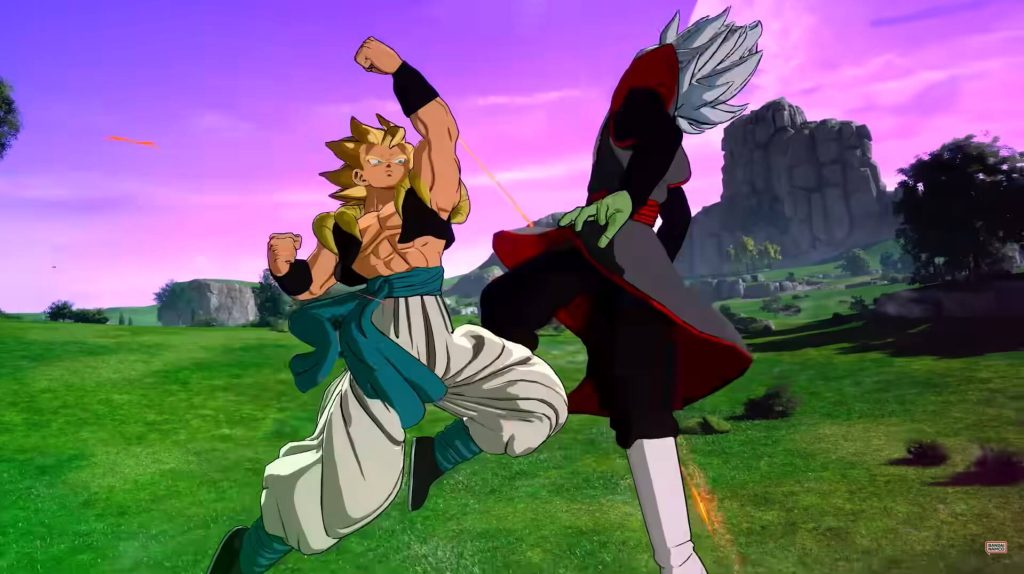 Super Gogeta is seen fighting Zamasu in Sparking Zero.