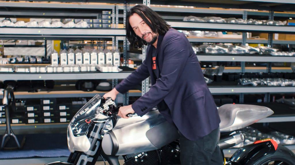 Keanu Reeves with his motorcycle