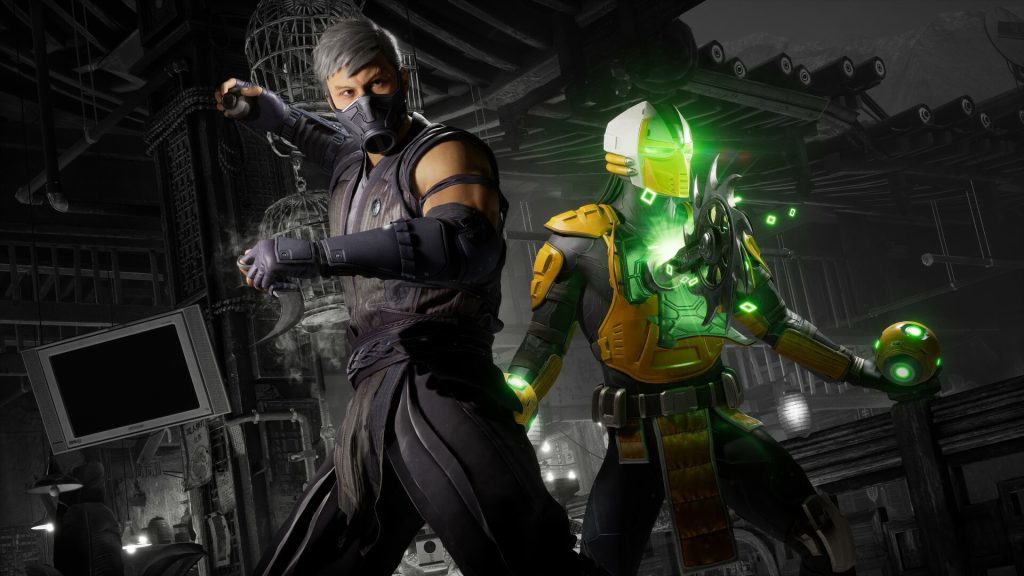 An in-game screenshot from Mortal Kombat 1 showing two playable characters.
