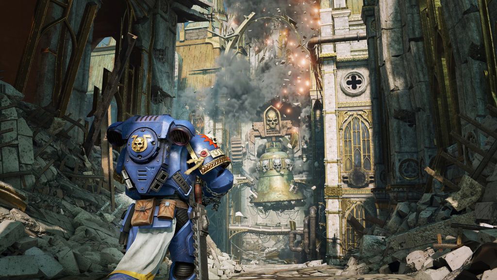 An in-game screenshot of Warhammer 40K: Space Marine 2 from Saber Interactive.