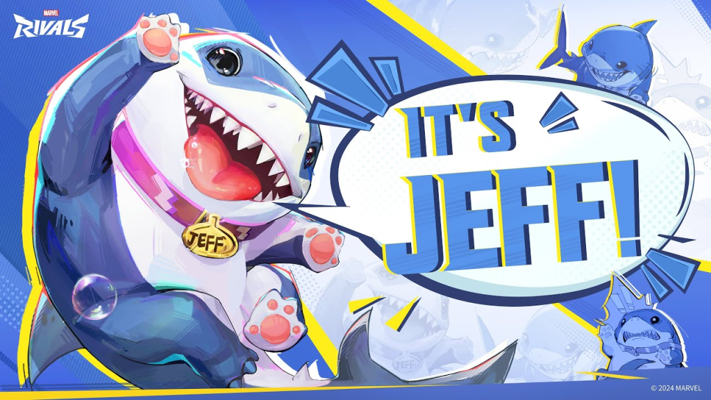 Image from Marvels Rivals of Jeff the Shark saying "It's Jeff."