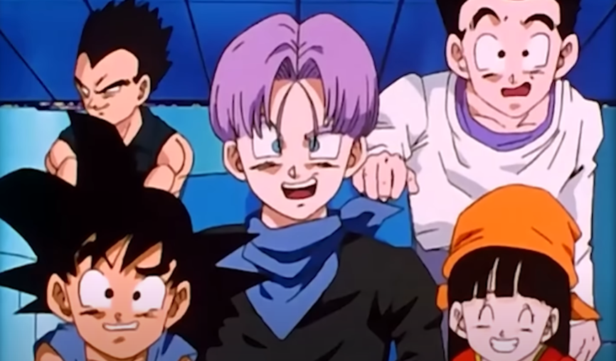 Kid Goku, Vegeta, Trunks, Gohan, and Pan