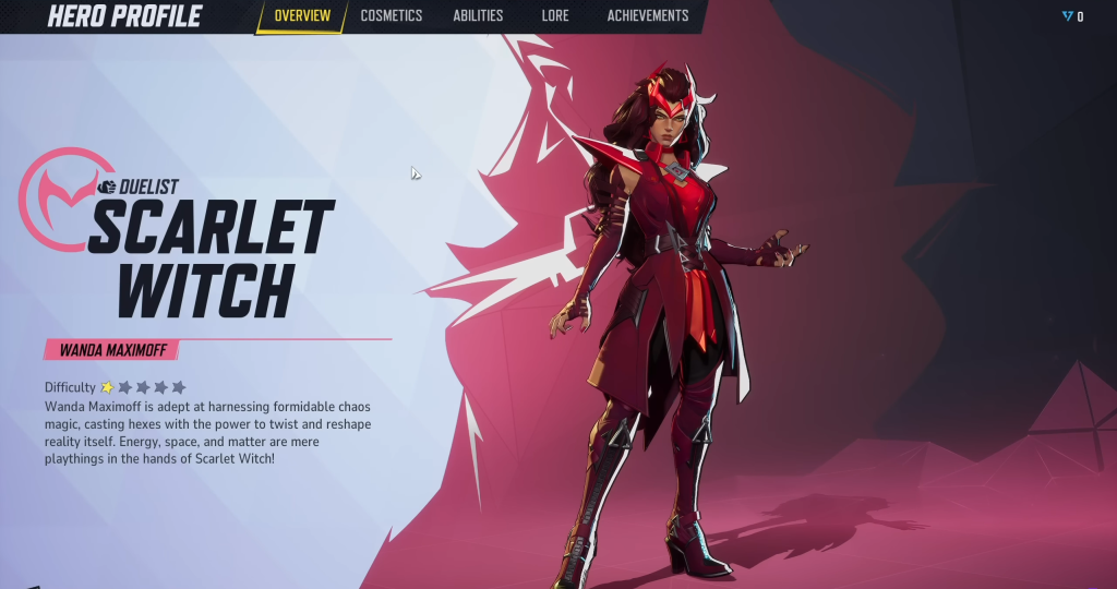 A gameplay screenshot of Scarlet Witch from Marvel Rivals