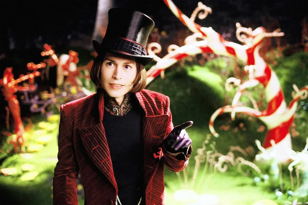 Johnny Depp playing Willy Wonka in Charlie and the Chocolate Factory (2005)