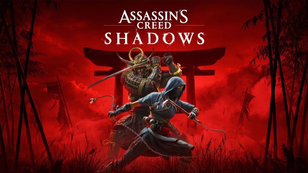 The two Assassin's Creed Shadows protagonists along with the title.