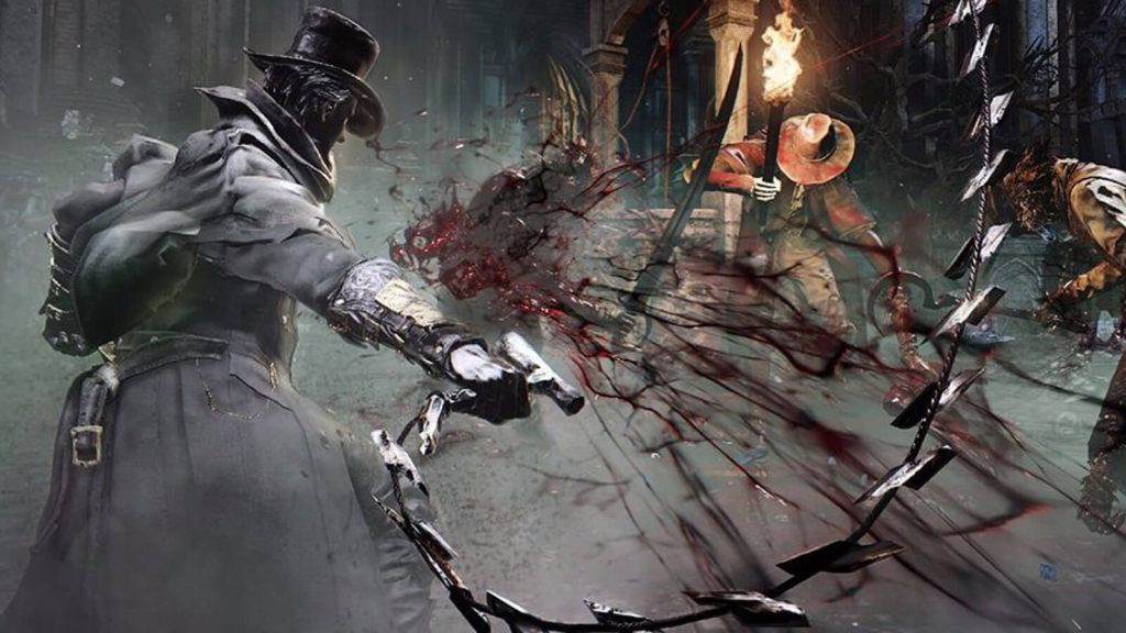 The Bloodborne protagonist is using the whip cane.