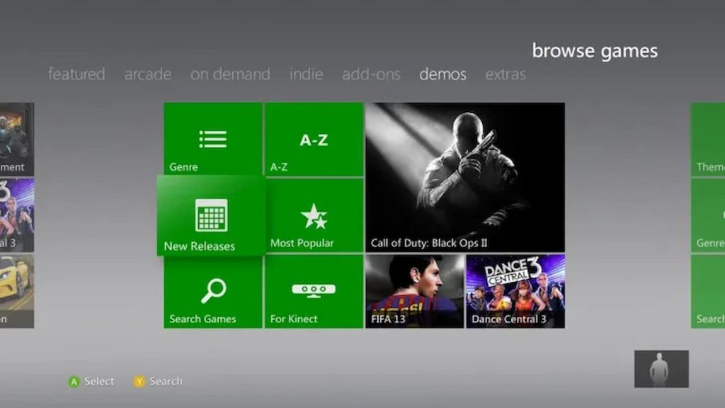 A screenshot of the Xbox 360 UI