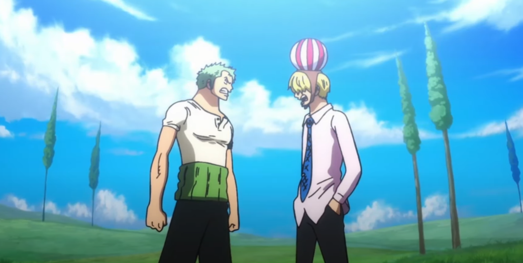 A scene of Zoro and Sanji from Davy Back Fight arc 