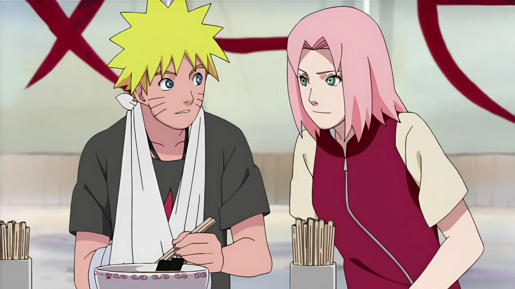 sakura taking care of an injured naruto - masashi kishimoto