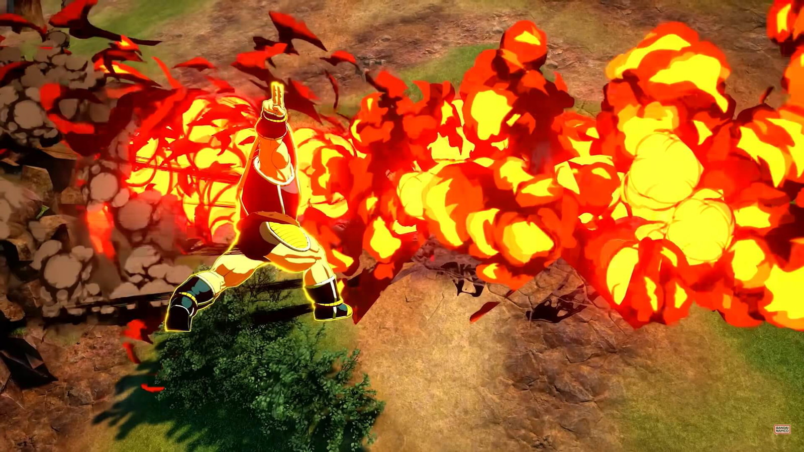 Nappa is seen attacking Tien Shinhan in Dragon Ball: Sparking Zero. Credits: Bandai Namco