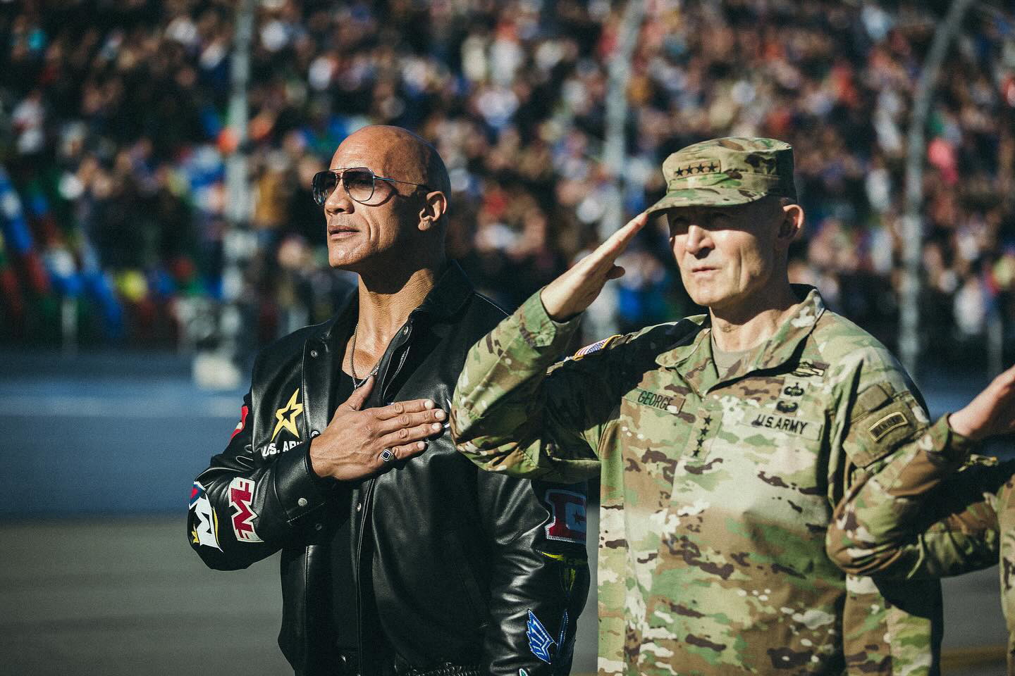 Dwayne Johnson with the US Army | via Instagram @therock