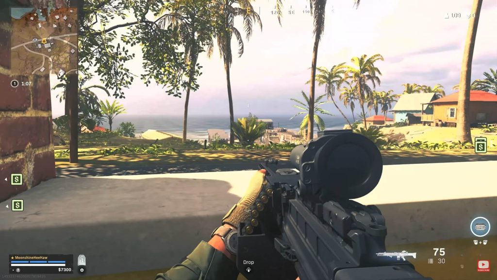 A user embracing a view of one of the locations on Caldera in Call of Duty.