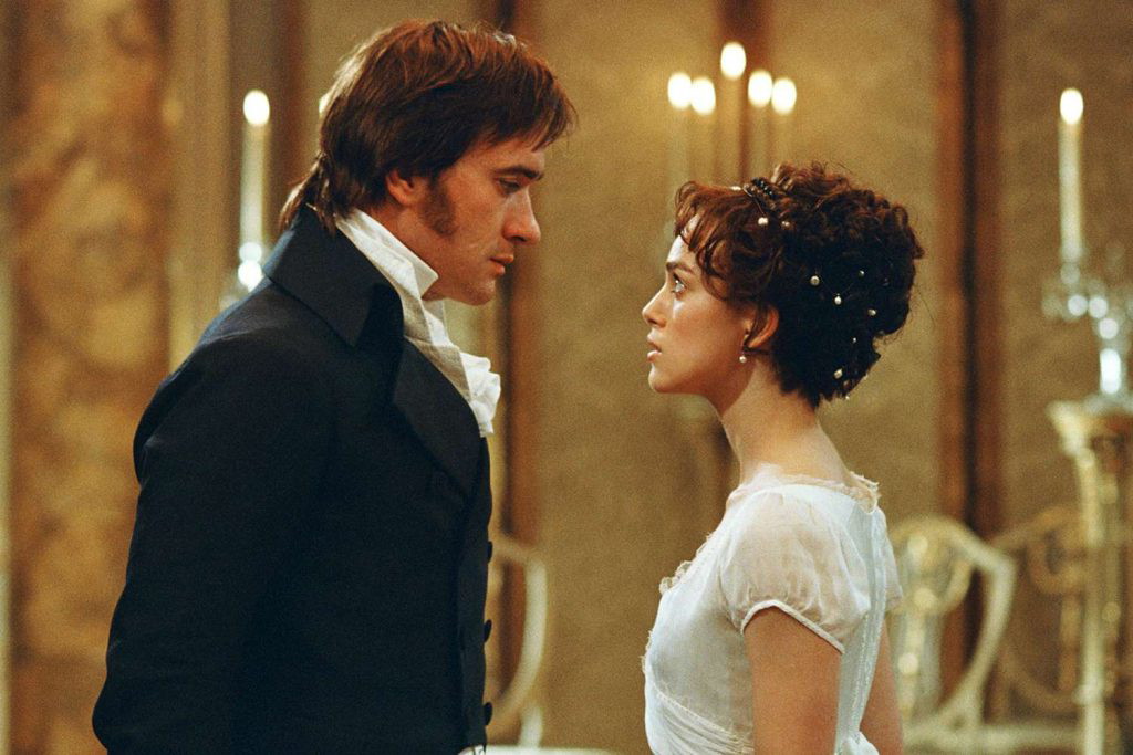Matthew Macfadyen as Mr Darcy and Keira Knightley as Elizabeth Bennet in Pride and Prejudice (2005)