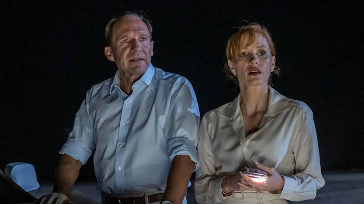 Ralph Fiennes and Jessica Chastain in The Forgiven | Brookstreet Pictures