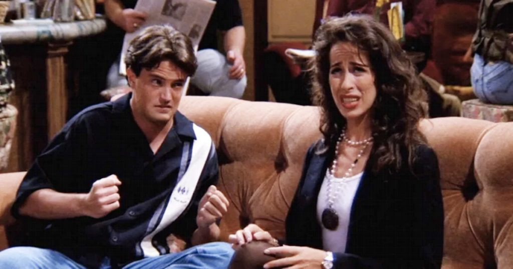 Chandler and his girlfriend, Janice in Friends