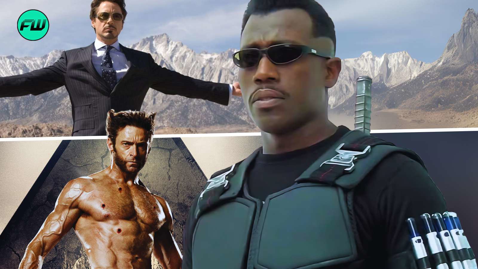 Wesley Snipes Blade, Hugh Jackman Wolverine and Robert Downey Jr. Ironman