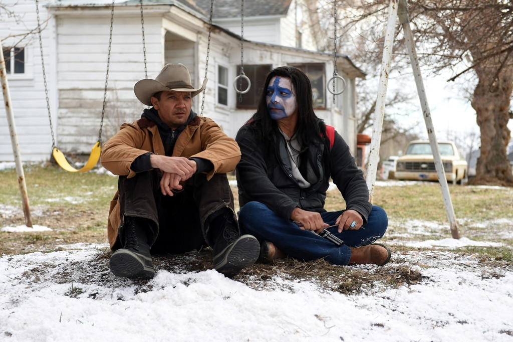 Jeremy Renner and Gil Birmingham in Wind River [Photo: Fred Hayes/The Weinstein Company]