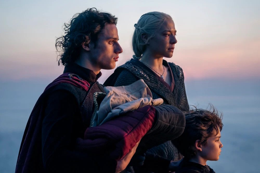 Harry Collett, Emma, D'arcy, and Oscar Eskinazi in House of the Dragon season 2