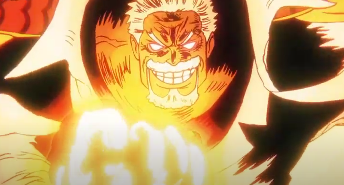 Monkey D. Garp getting ready for Galaxy Impact punch