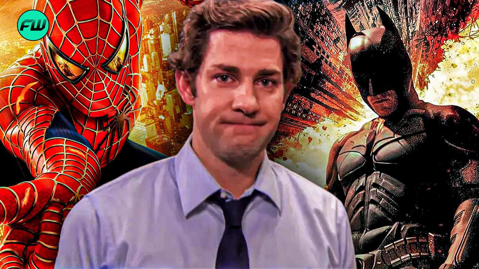 Spider-Man Beats up Batman on the Street, But It Was John Krasinski Behind the Spidey Mask Not Tobey Maguire