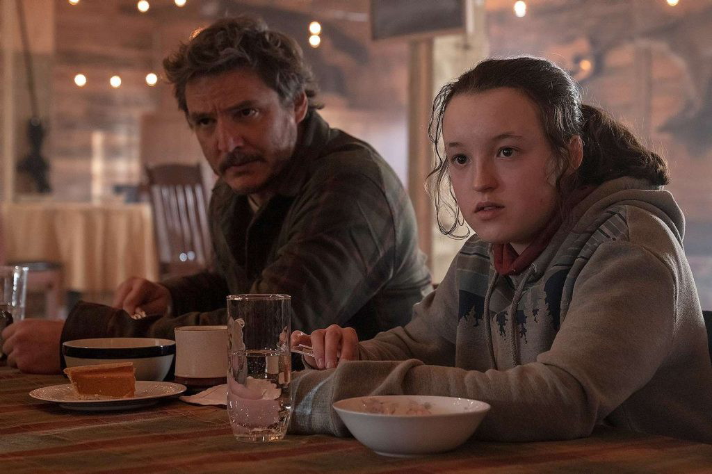 Pedro Pascal and Bella Ramsey in The Last of Us