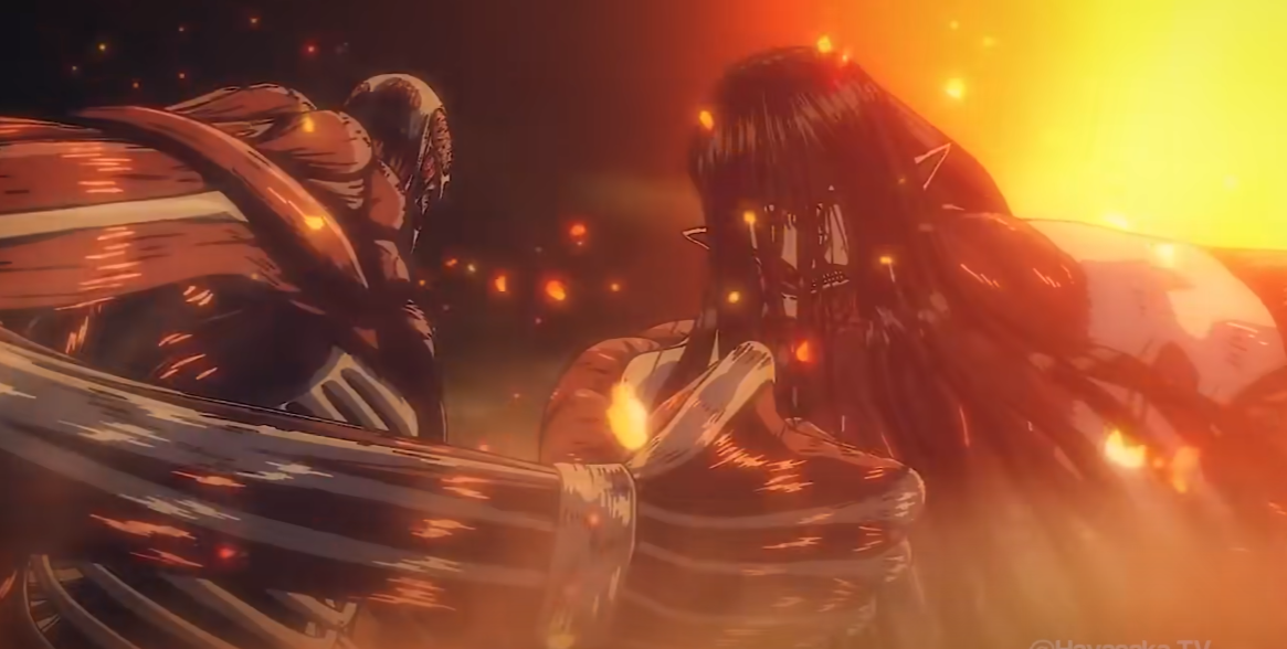 Armin Colossal Titan vs Eren Founding Titan