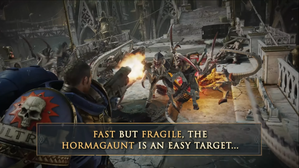 An snapshot from the recent Space Marine 2 trailer showing Hormagaunts. 