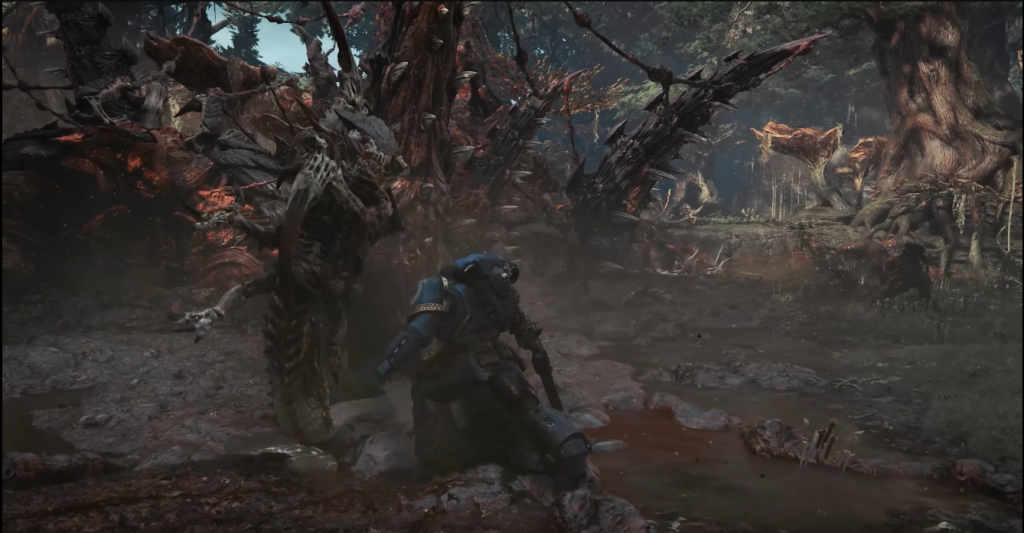 A snapshot from Space Marine 2's trailer showing Raveners.