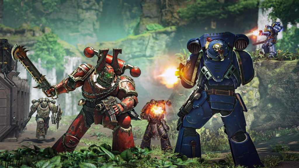 An in-game screenshot of Space Marines from Saber Interactive.