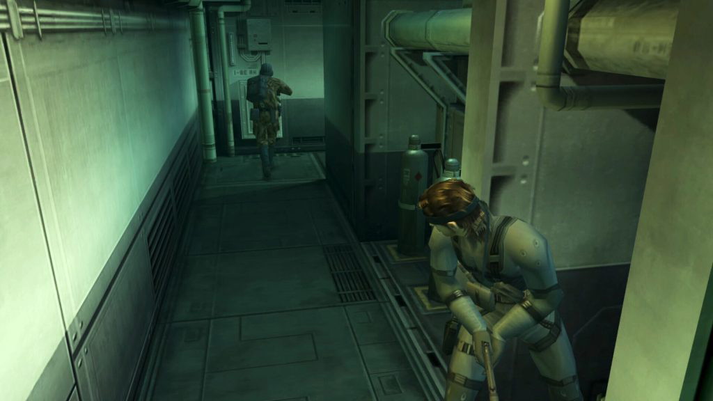 A metal Gear Solid 2 stealth section in action.