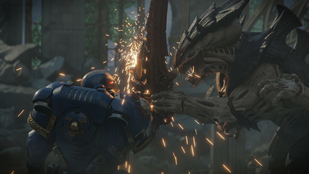 Space Marine 2: Titus fights tyranids. Image Credit: Saber Interactive