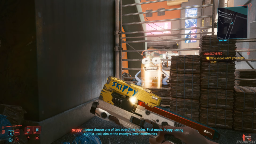 Skippy weapon in Cyberpunk 2077.