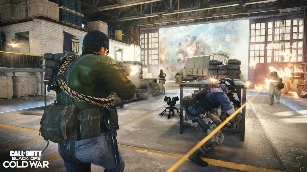 An in-game screenshot of Black Ops Cold War showing VIP escort gameplay.