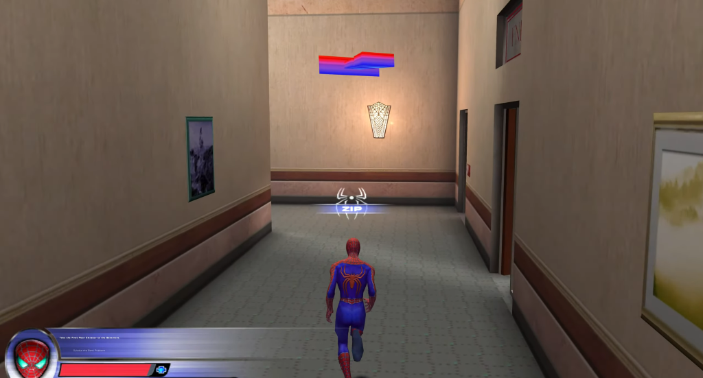 An in-game screenshot of Spider-Man 2 (2004)