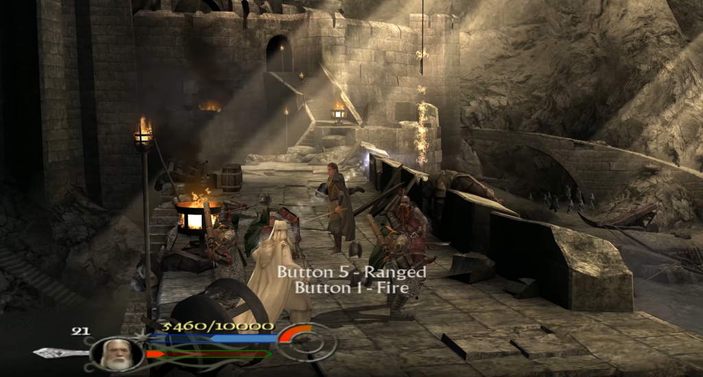 An in-game screenshot of The Lord of the Rings: The Return of the King