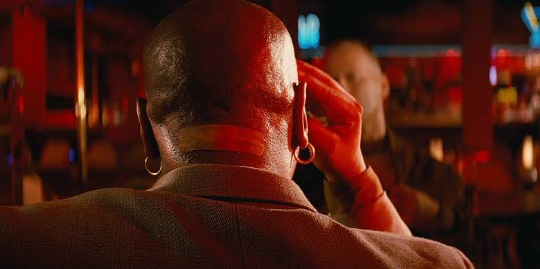 The band-aid on Ving Rhames‘ Marsellus Wallace in Pulp Fiction | Miramax Films 