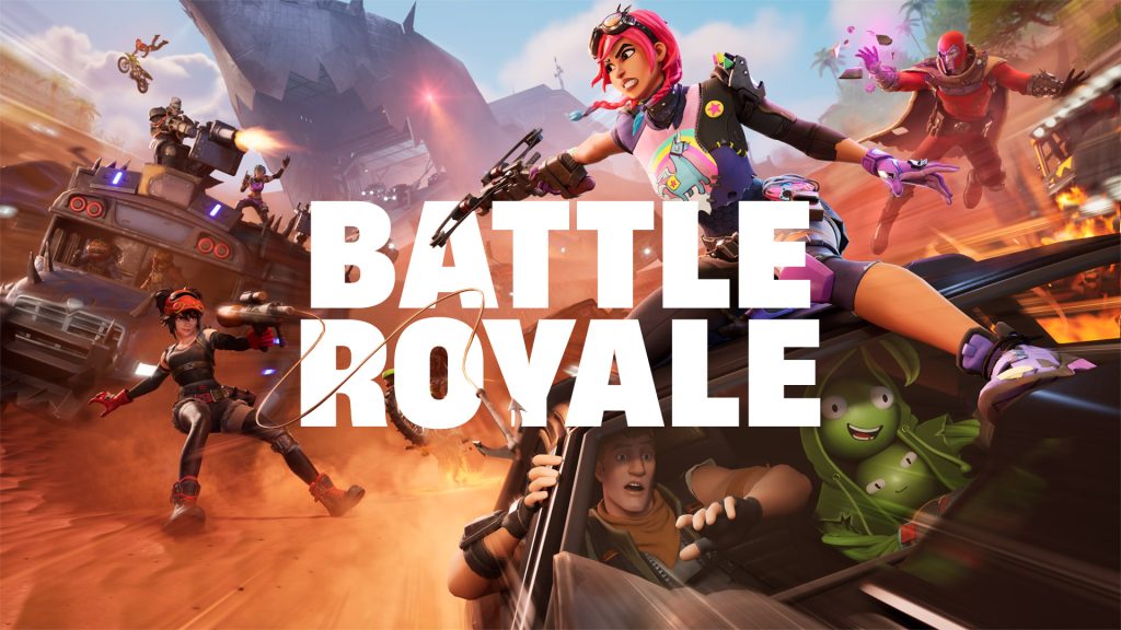 Image from Fortnite of a character aiming a crossbow at another character. 