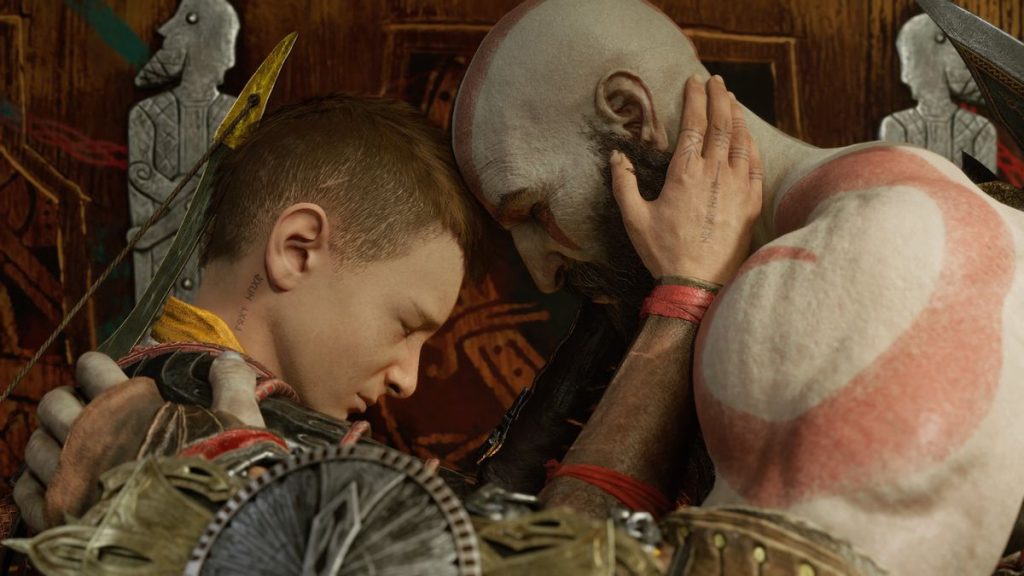 Atreus and Kratos sharing one final moment in God of War Ragnarok