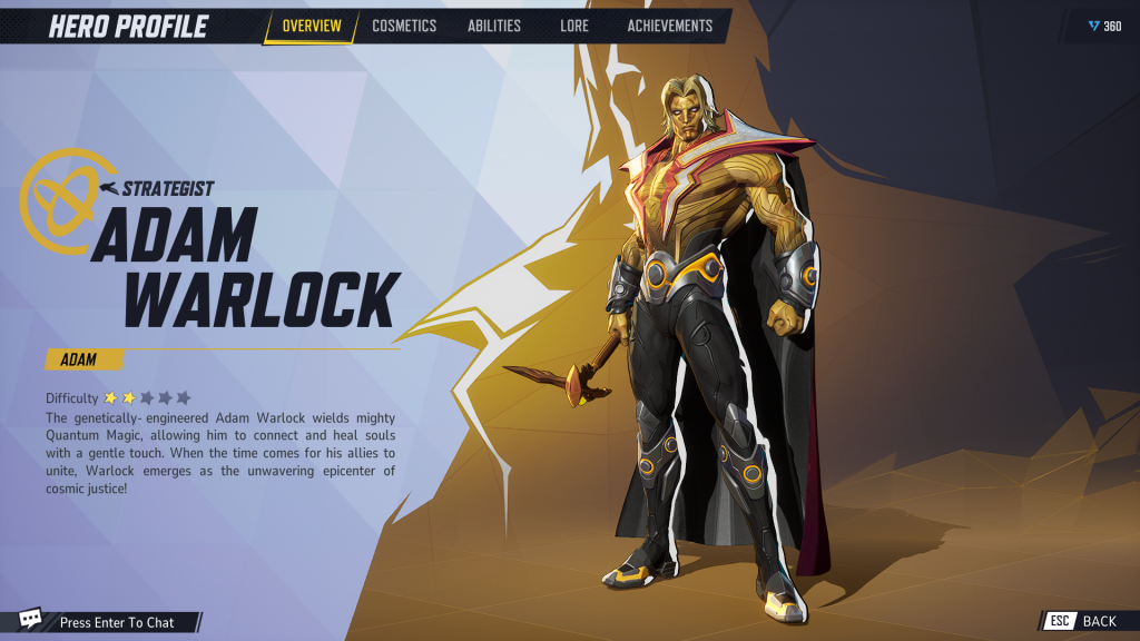 Adam Warlock as showcased in Marvel Rivals.