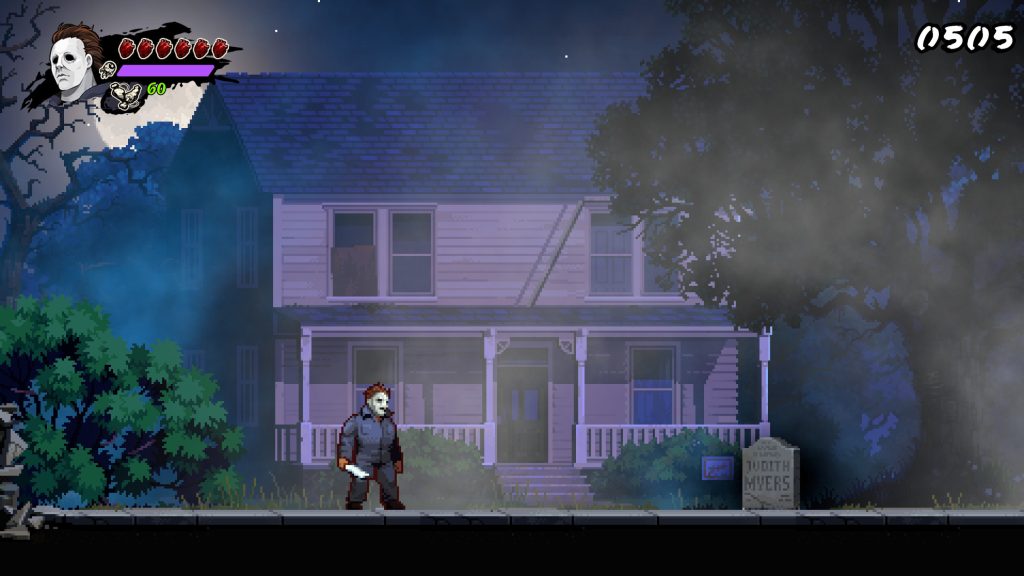 Myers looks over his sister's grave in RetreRealms: Halloween.