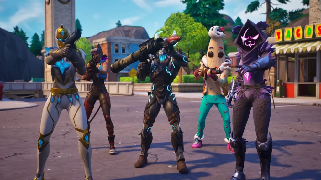 A shot from the original Fortnite OG season teaser featuring the skins.