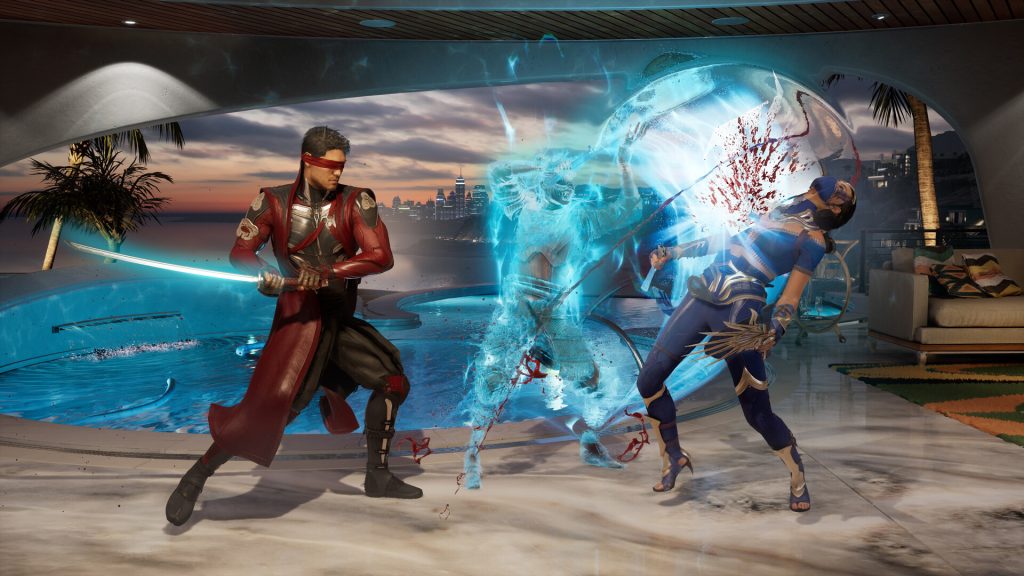 Kenshi and Kitana engaged in a face-off in Mortal Kombat 1.