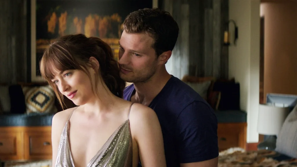 Dakota Johnson and Jamie Dornan in the cinematic adaptation of EL James’ Fifty Shades of Grey.