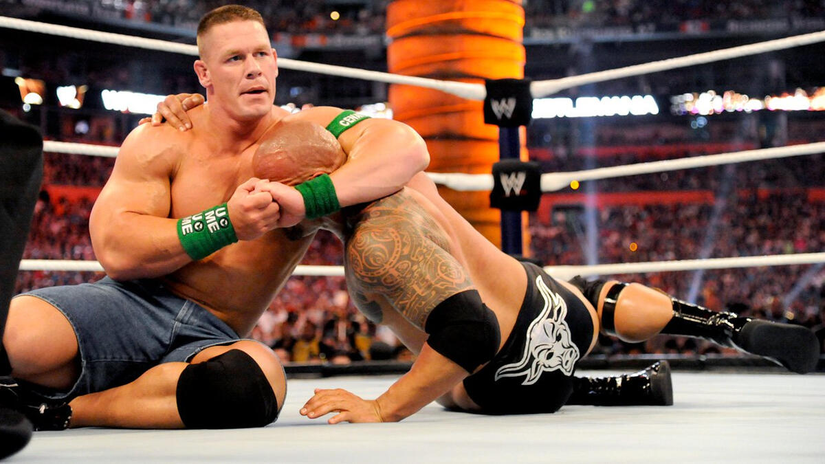 WrestleMania 28 ended with The Rock defeating John Cena | Credits: WWE